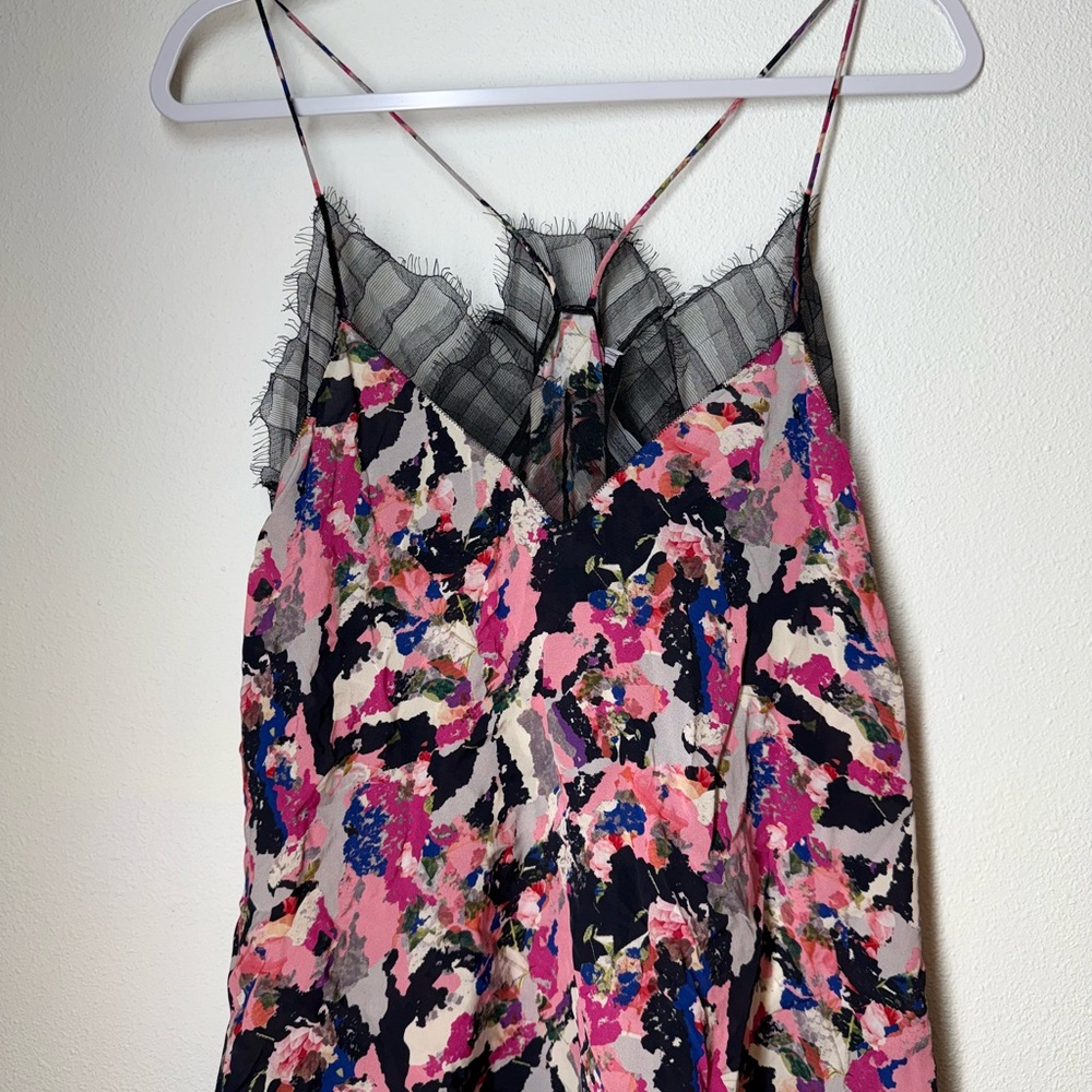 IRO Pink and Black Floral Camisole